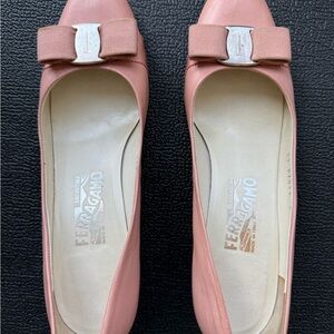Salvatore Ferragamo Pink Kitten Heels with Bow